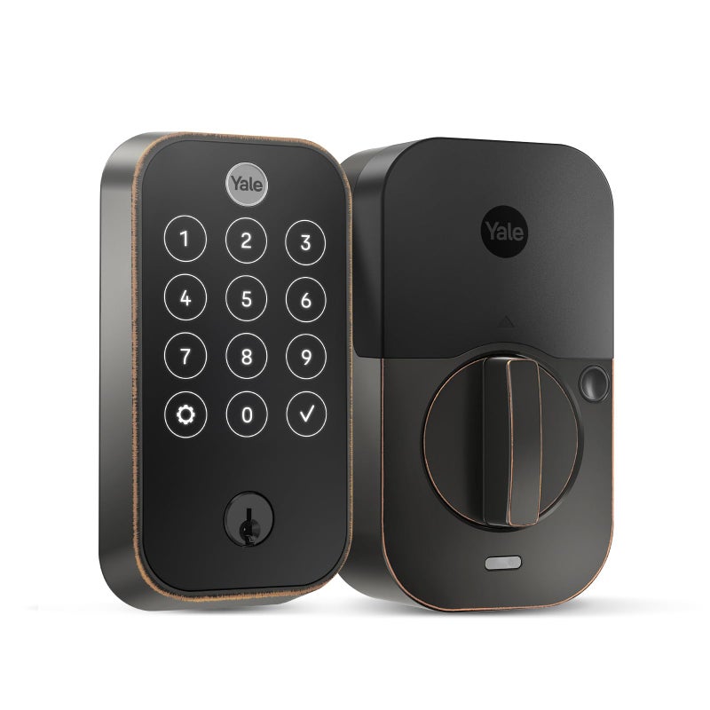 Yale Security قفل أمان Yale 2 Touch Deadbolt Oil مفروك برونزي قفل باب دخول ببصمة الإصبع البيومترية مع لوحة مفاتيح رقمية لإدخال الرمز (بدون واي فاي) YRD420-F-BLE-0BP - Image 1